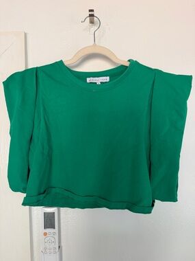 Endless Rose Emerald Green Puff Sleeve Crop Top